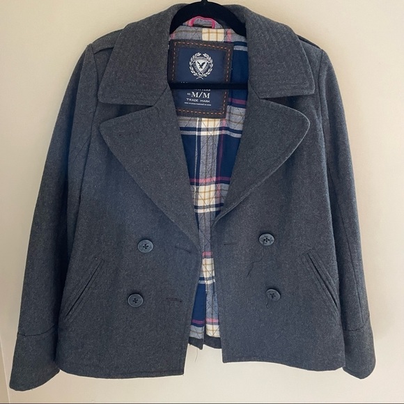 🎀 AEO, Wool Blend Women’s Double Breasted PeaCoat, Size M, - Picture 2 of 7
